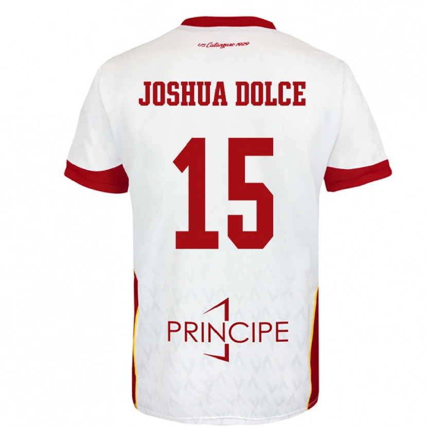 Danxen Bambino Maglia Dave Joshua Dolce #15 Bianco Rosso Kit Gara Away 2025/26 Maglietta