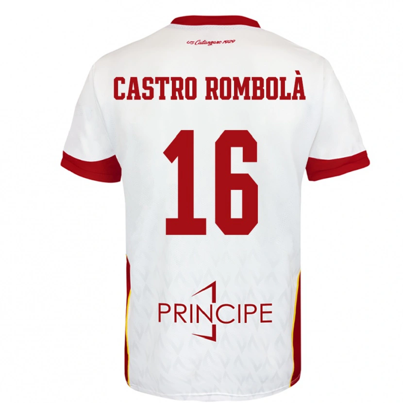 Danxen Bambino Maglia Carlo Castro Rombolà #16 Bianco Rosso Kit Gara Away 2025/26 Maglietta
