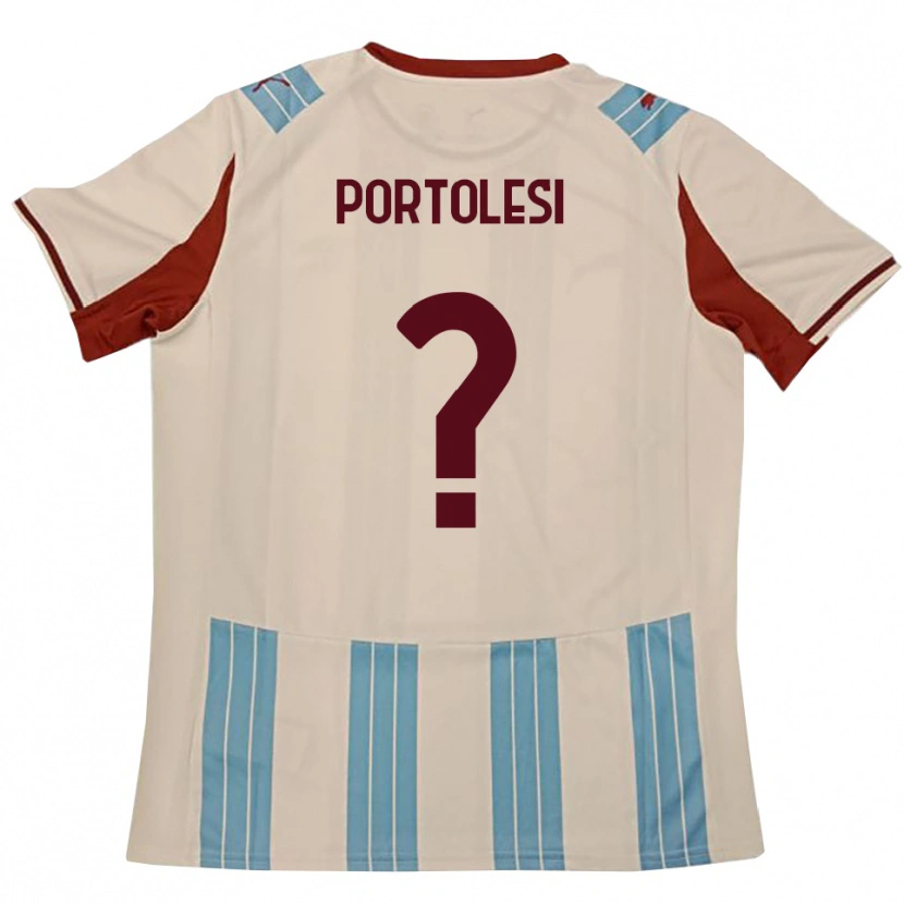 Danxen Bambino Maglia Sebastien Portolesi #0 Azzurro Cielo Bianco Kit Gara Away 2025/26 Maglietta