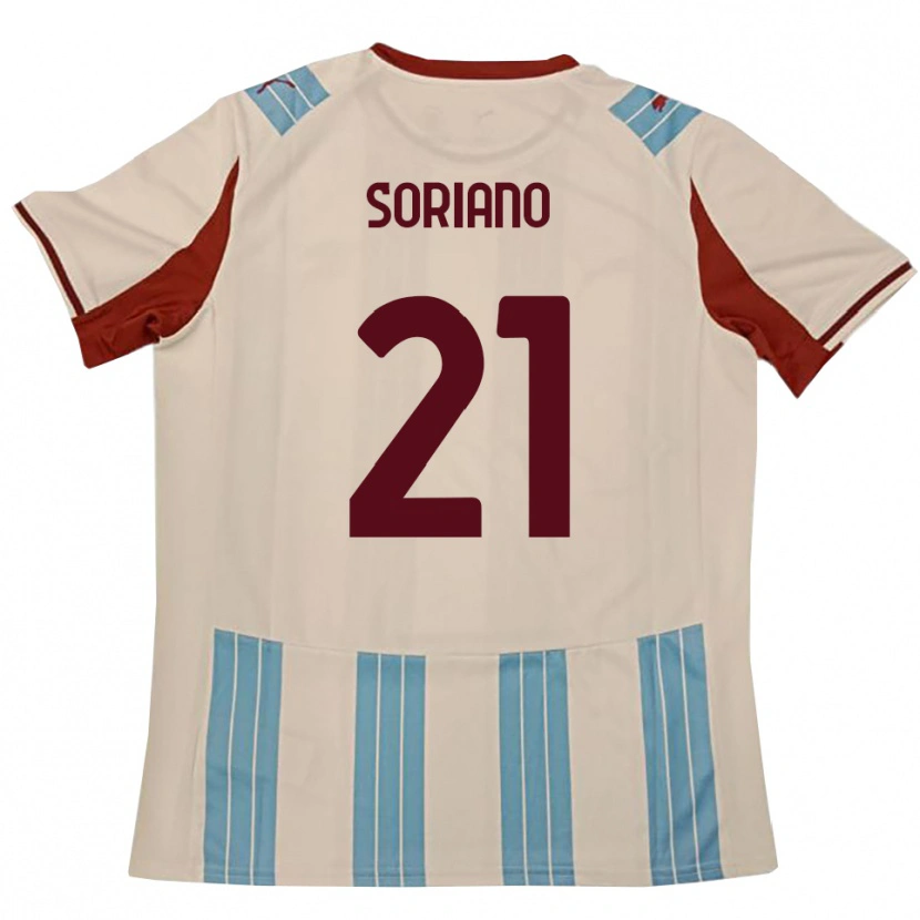 Danxen Bambino Maglia Roberto Soriano #21 Azzurro Cielo Bianco Kit Gara Away 2025/26 Maglietta