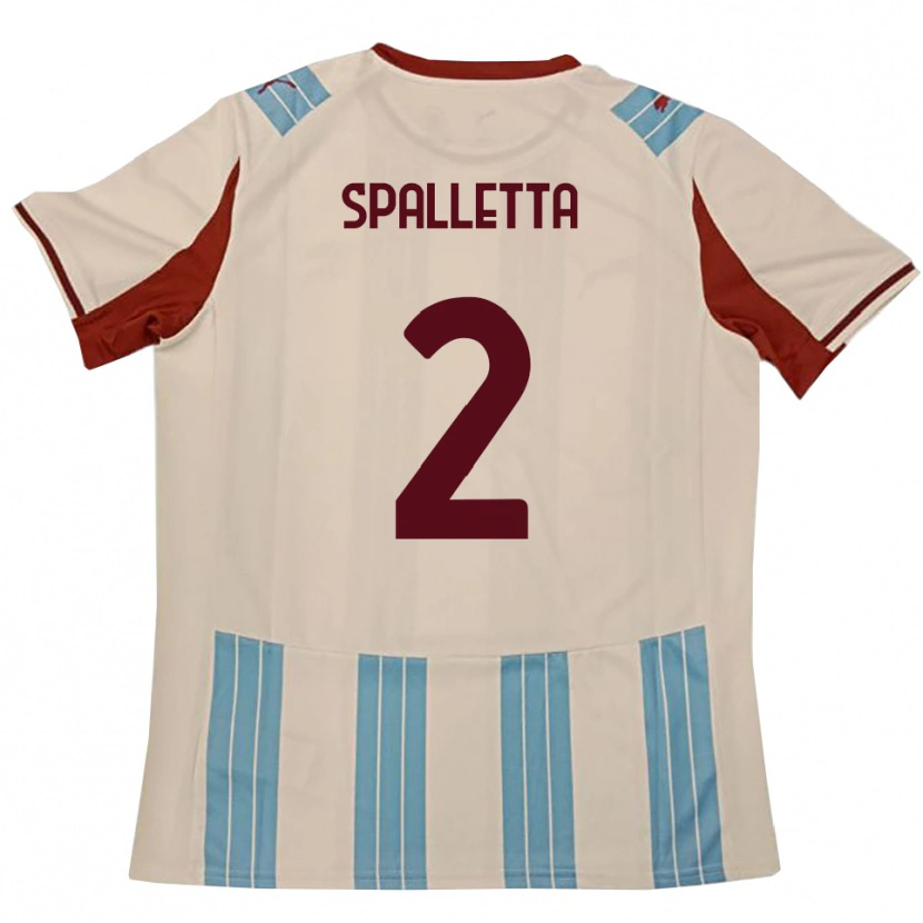 Danxen Bambino Maglia Emanuele Spalletta #2 Azzurro Cielo Bianco Kit Gara Away 2025/26 Maglietta