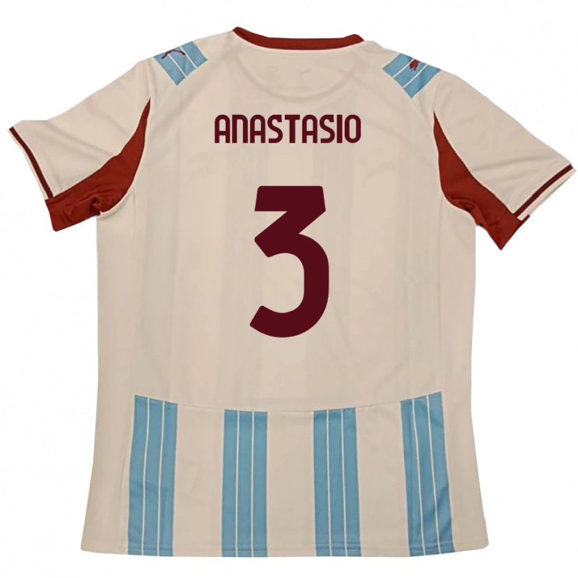 Danxen Bambino Maglia Armando Anastasio #3 Azzurro Cielo Bianco Kit Gara Away 2025/26 Maglietta