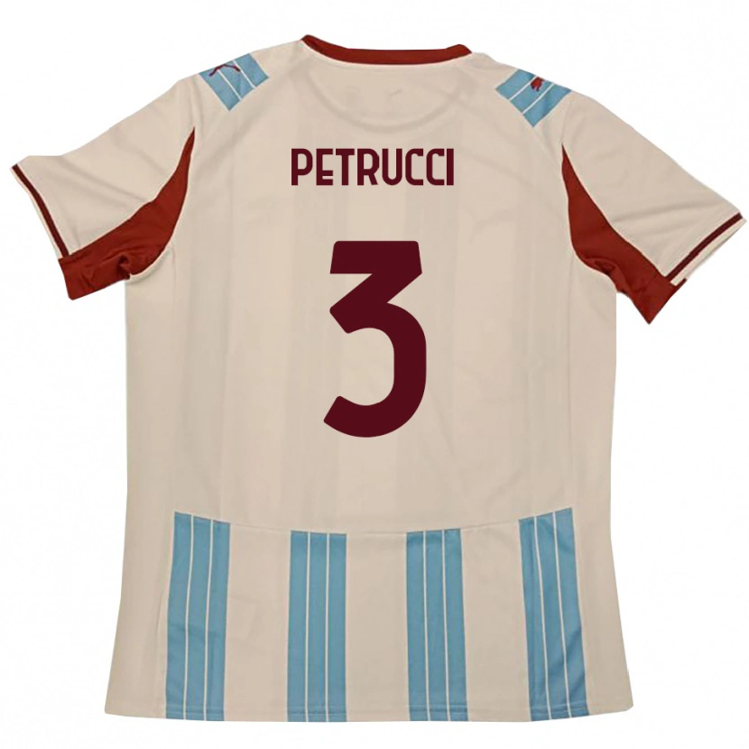 Danxen Bambino Maglia Francesco Petrucci #3 Azzurro Cielo Bianco Kit Gara Away 2025/26 Maglietta