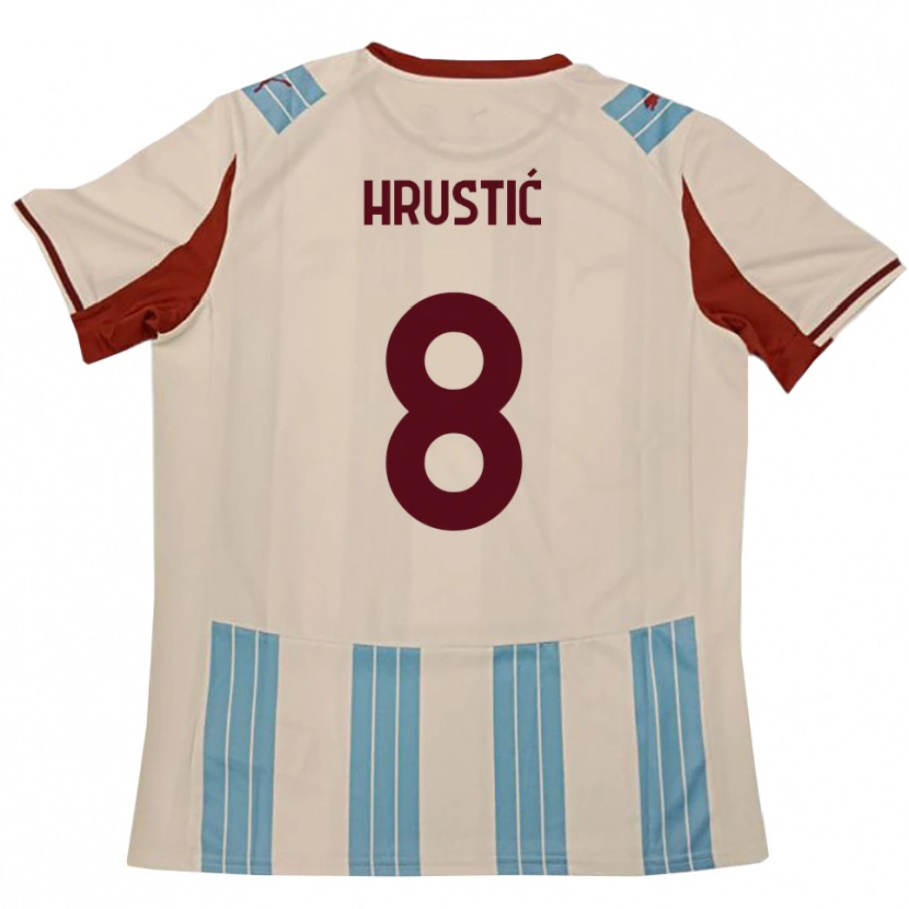 Danxen Bambino Maglia Ajdin Hrustic #8 Azzurro Cielo Bianco Kit Gara Away 2025/26 Maglietta