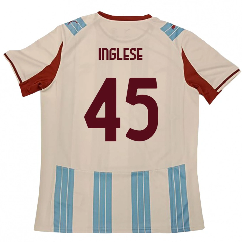 Danxen Bambino Maglia Roberto Inglese #45 Azzurro Cielo Bianco Kit Gara Away 2025/26 Maglietta