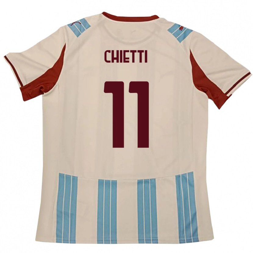 Danxen Bambino Maglia Francesco Chietti #11 Azzurro Cielo Bianco Kit Gara Away 2025/26 Maglietta