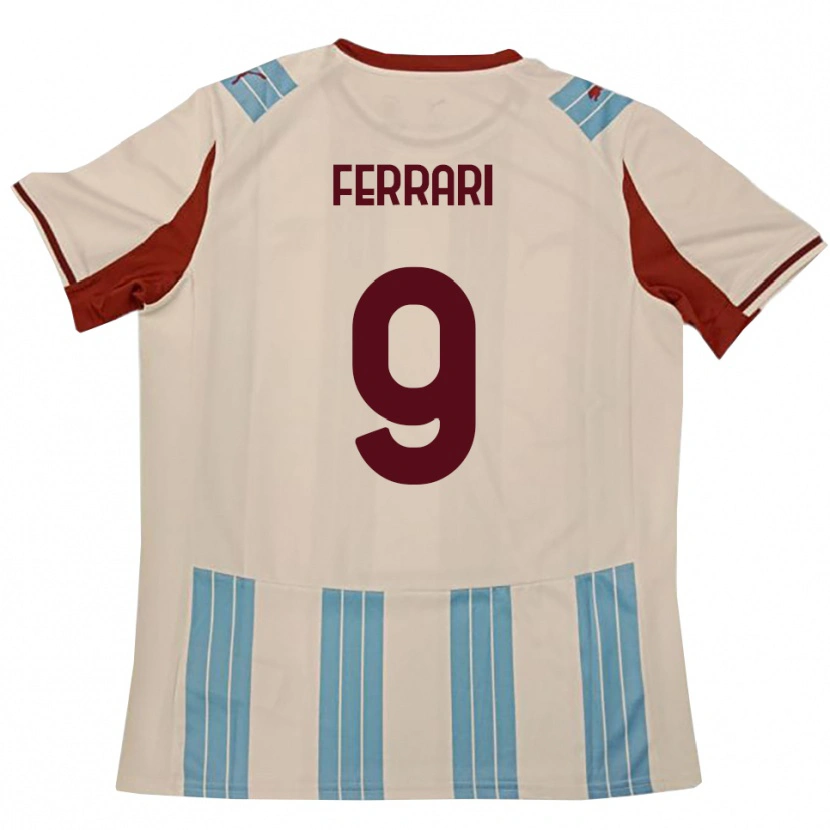 Danxen Bambino Maglia Franco Ferrari #9 Azzurro Cielo Bianco Kit Gara Away 2025/26 Maglietta