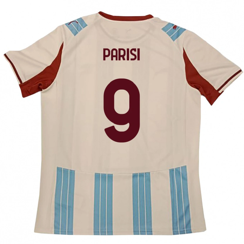 Danxen Bambino Maglia Raffaele Parisi #9 Azzurro Cielo Bianco Kit Gara Away 2025/26 Maglietta