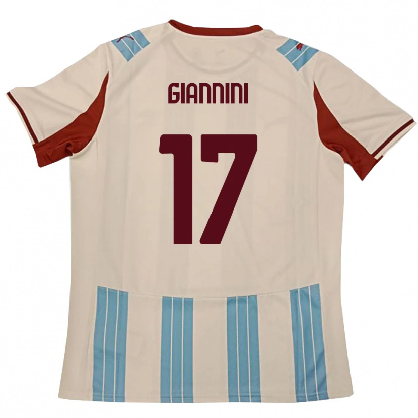 Danxen Bambino Maglia Emanuele Giannini #17 Azzurro Cielo Bianco Kit Gara Away 2025/26 Maglietta