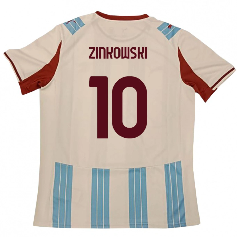 Danxen Bambino Maglia Igor Zinkowski #10 Azzurro Cielo Bianco Kit Gara Away 2025/26 Maglietta