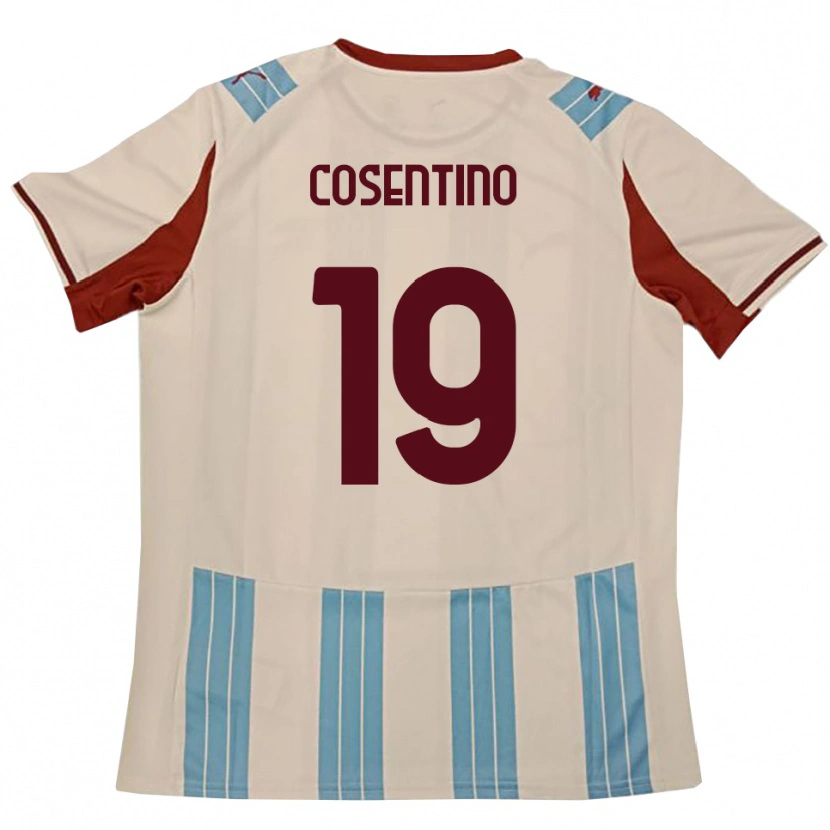 Danxen Bambino Maglia Aldo Cosentino #19 Azzurro Cielo Bianco Kit Gara Away 2025/26 Maglietta