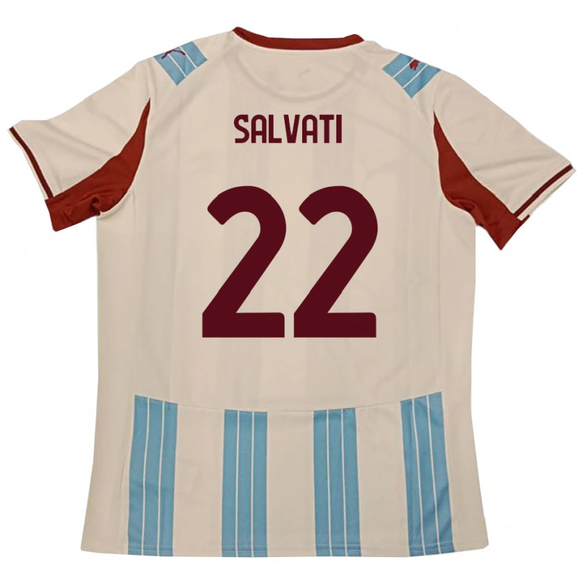 Danxen Bambino Maglia Gregorio Salvati #22 Azzurro Cielo Bianco Kit Gara Away 2025/26 Maglietta