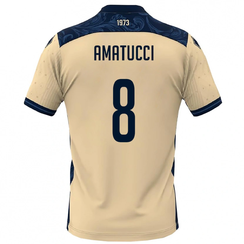 Danxen Bambino Maglia Francesco Amatucci #8 Bianco Navy Kit Gara Away 2025/26 Maglietta