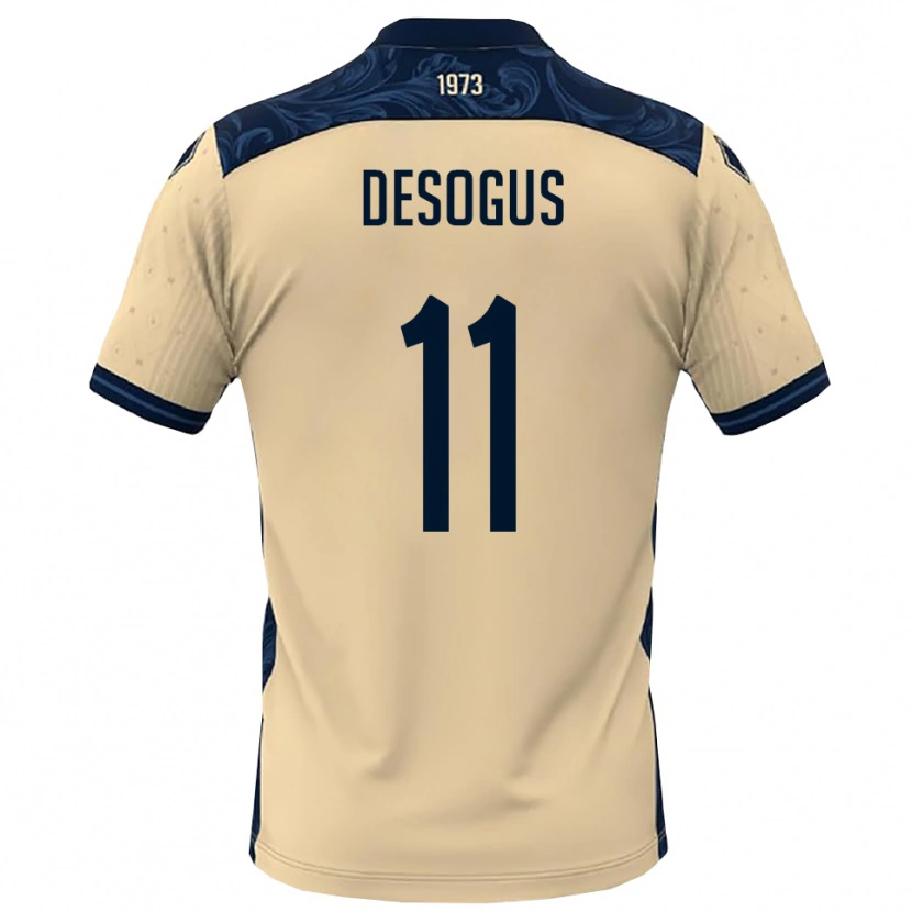 Danxen Bambino Maglia Jacopo Desogus #11 Bianco Navy Kit Gara Away 2025/26 Maglietta