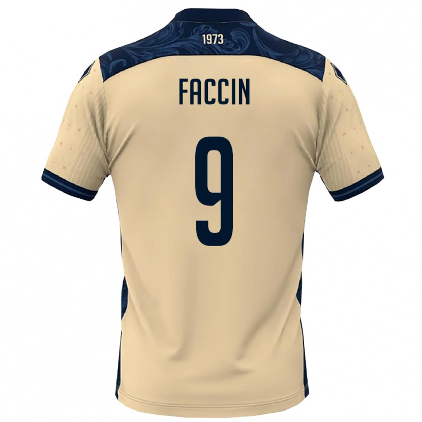 Danxen Bambino Maglia Nicola Faccin #9 Bianco Navy Kit Gara Away 2025/26 Maglietta