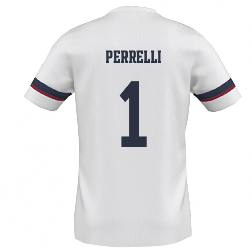 Danxen Bambino Maglia Samuele Perrelli #1 Bianco Rosso Kit Gara Away 2025/26 Maglietta