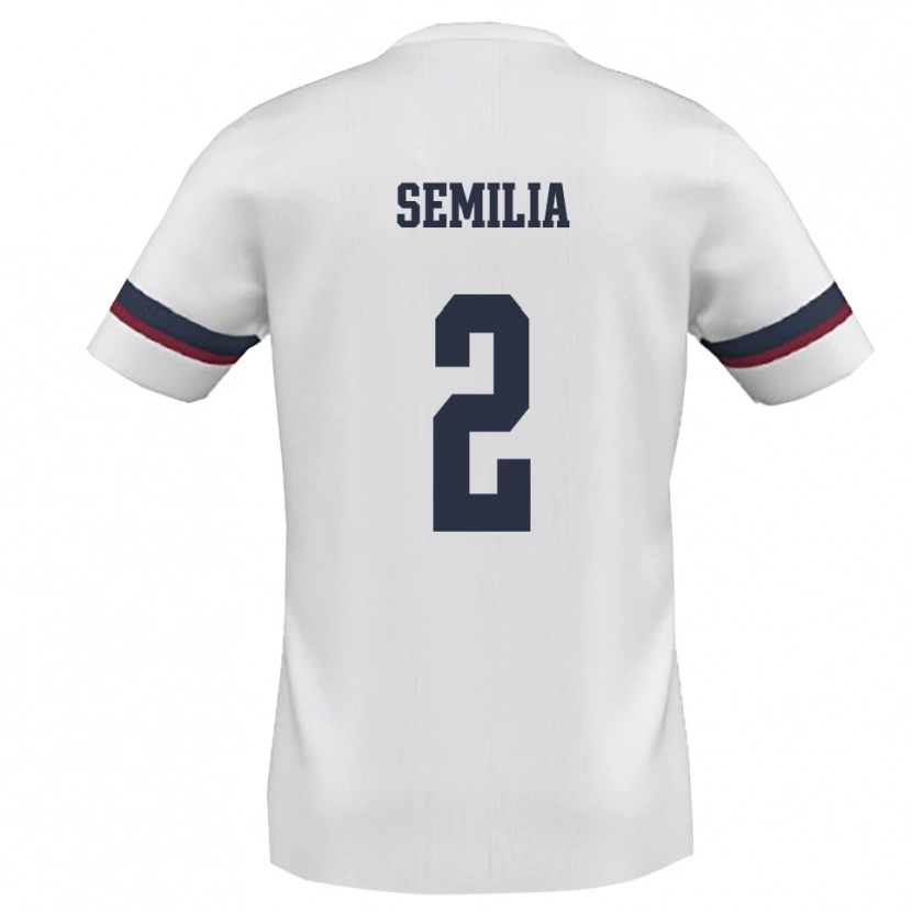 Danxen Bambino Maglia Cristian Semilia #2 Bianco Rosso Kit Gara Away 2025/26 Maglietta