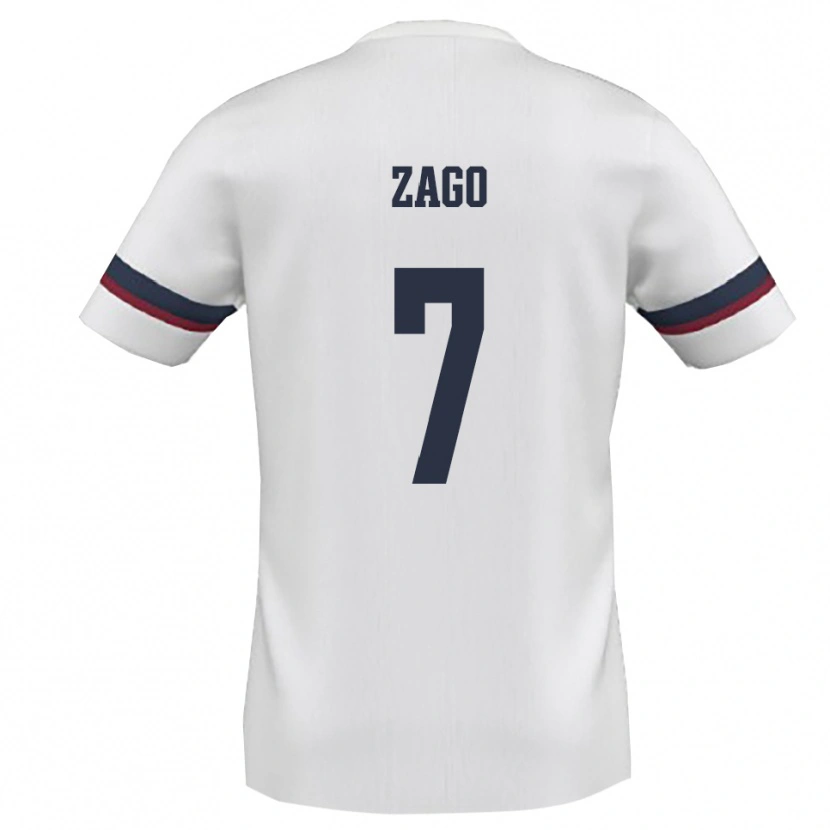 Danxen Bambino Maglia Federico Zago #7 Bianco Rosso Kit Gara Away 2025/26 Maglietta
