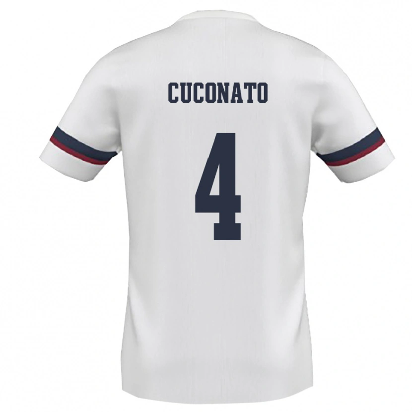 Danxen Bambino Maglia Giuseppe Cuconato #4 Bianco Rosso Kit Gara Away 2025/26 Maglietta