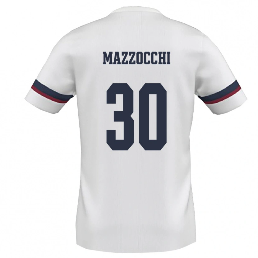Danxen Bambino Maglia Simone Mazzocchi #30 Bianco Rosso Kit Gara Away 2025/26 Maglietta