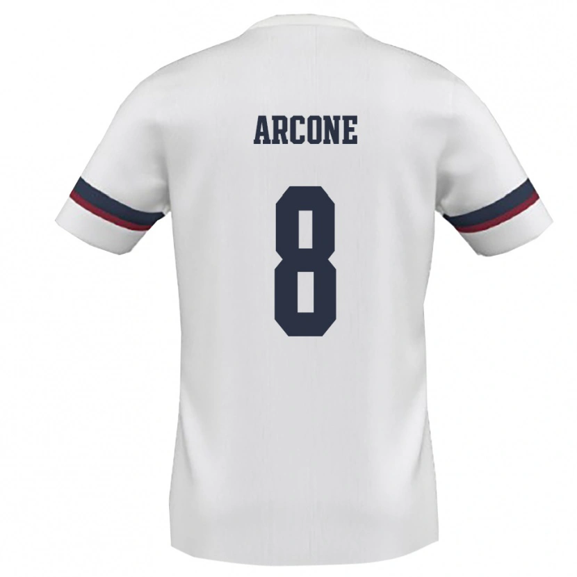 Danxen Bambino Maglia Paolo Arcone #8 Bianco Rosso Kit Gara Away 2025/26 Maglietta