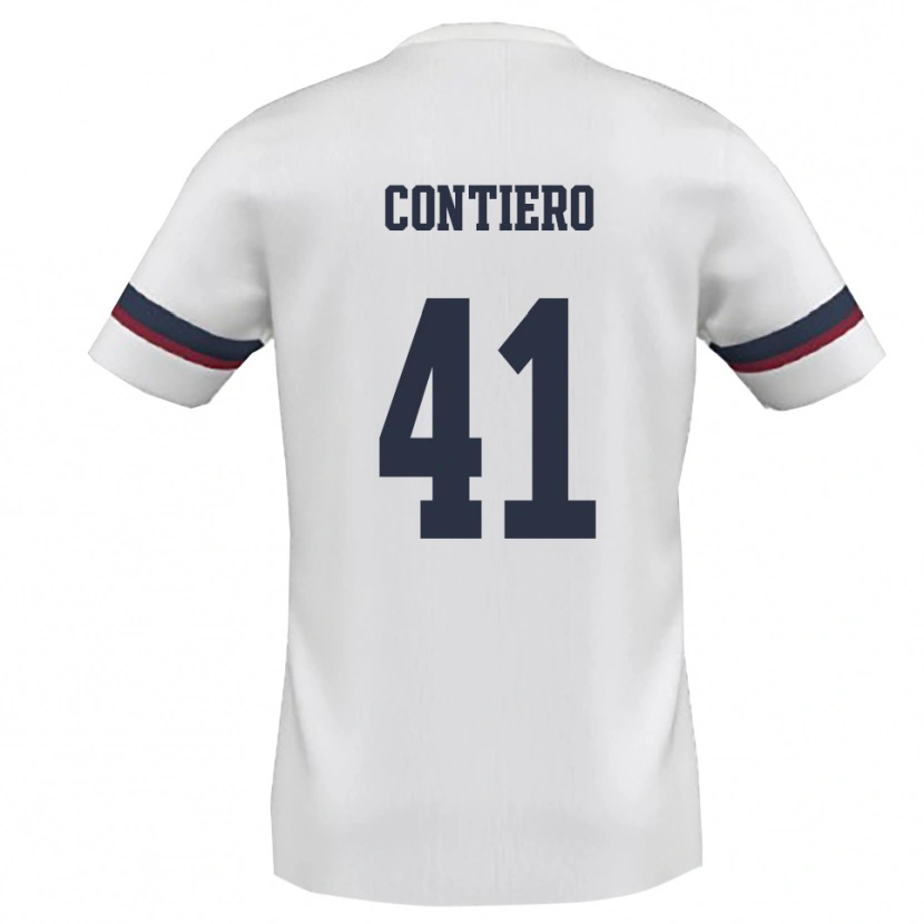 Danxen Bambino Maglia Edoardo Contiero #41 Bianco Rosso Kit Gara Away 2025/26 Maglietta