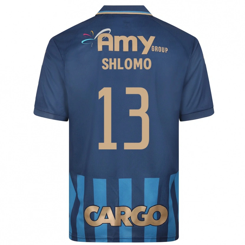 Danxen Bambino Maglia Raz Shlomo #13 Blu Navy Kit Gara Away 2025/26 Maglietta
