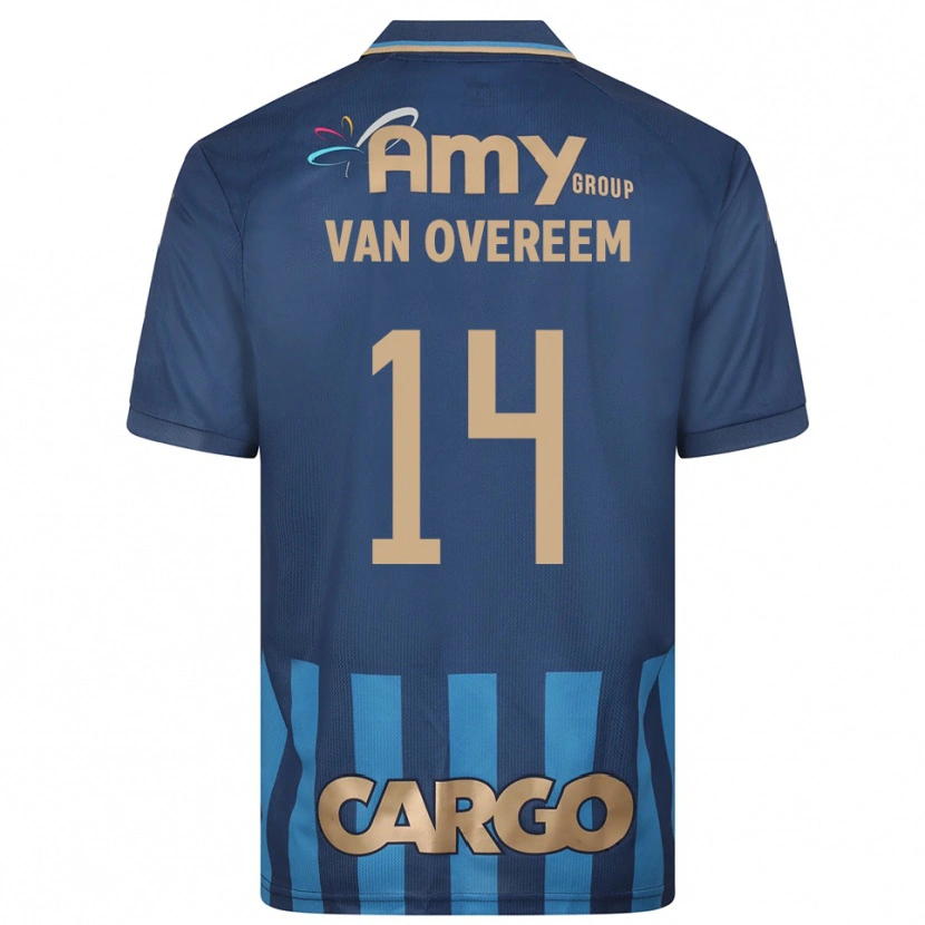 Danxen Bambino Maglia Joris Van Overeem #14 Blu Navy Kit Gara Away 2025/26 Maglietta