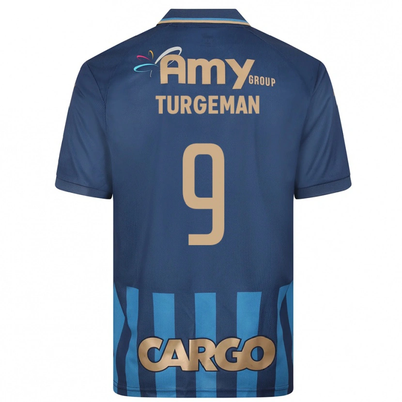 Danxen Bambino Maglia Dor Turgeman #9 Blu Navy Kit Gara Away 2025/26 Maglietta