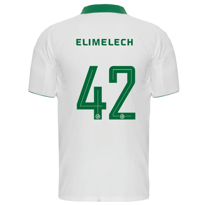 Danxen Bambino Maglia Roey Elimelech #42 Bianco Verde Kit Gara Away 2025/26 Maglietta