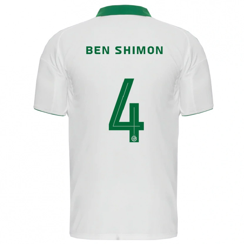 Danxen Bambino Maglia Elad Ben Shimon #4 Bianco Verde Kit Gara Away 2025/26 Maglietta