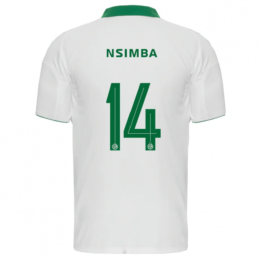 Danxen Bambino Maglia Vital Nsimba #14 Bianco Verde Kit Gara Away 2025/26 Maglietta