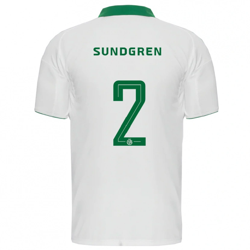 Danxen Bambino Maglia Daniel Sundgren #2 Bianco Verde Kit Gara Away 2025/26 Maglietta