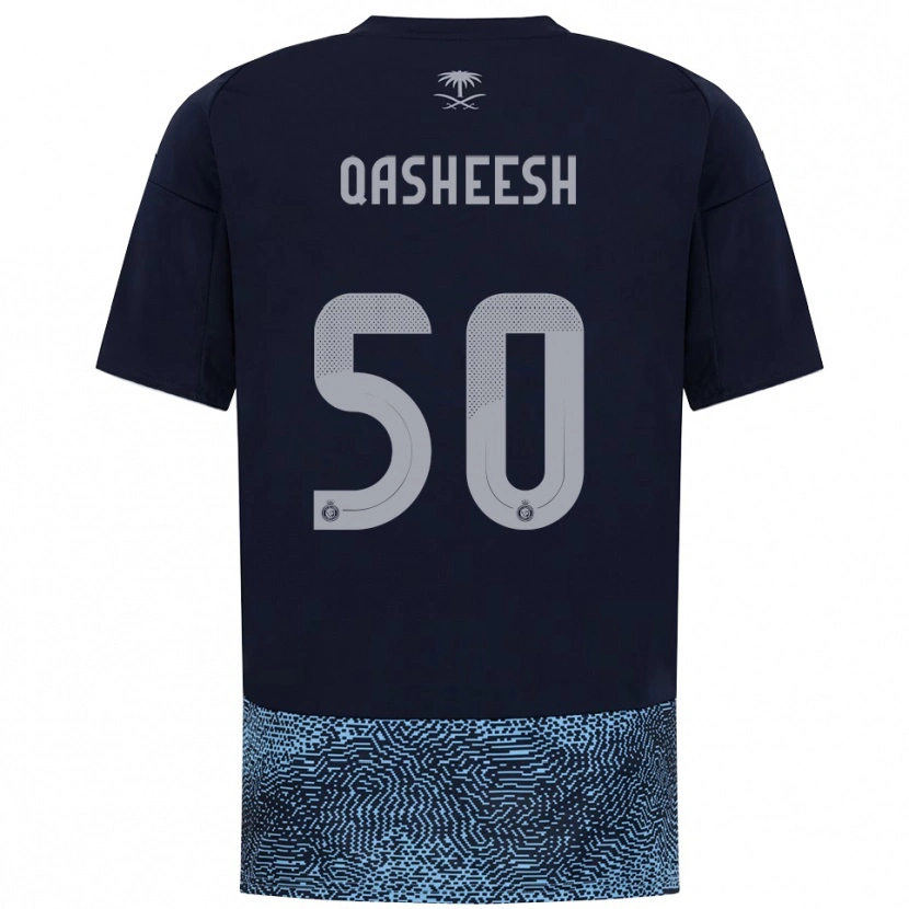 Danxen Bambino Maglia Majed Qasheesh #50 Navy Azzurro Cielo Kit Gara Away 2025/26 Maglietta