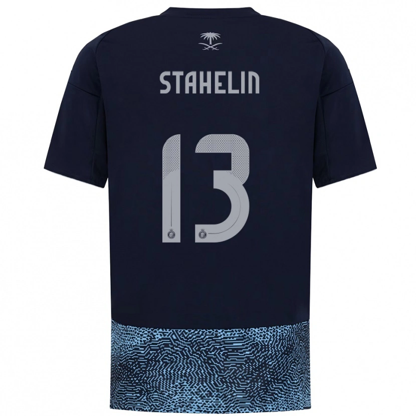 Danxen Bambino Maglia Izabela Stahelin #13 Navy Azzurro Cielo Kit Gara Away 2025/26 Maglietta