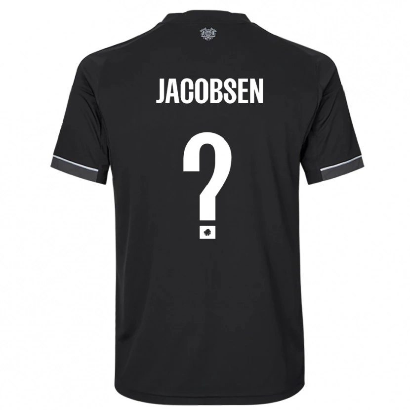 Danxen Bambino Maglia Holger Jacobsen #0 Nero Bianco Kit Gara Away 2025/26 Maglietta