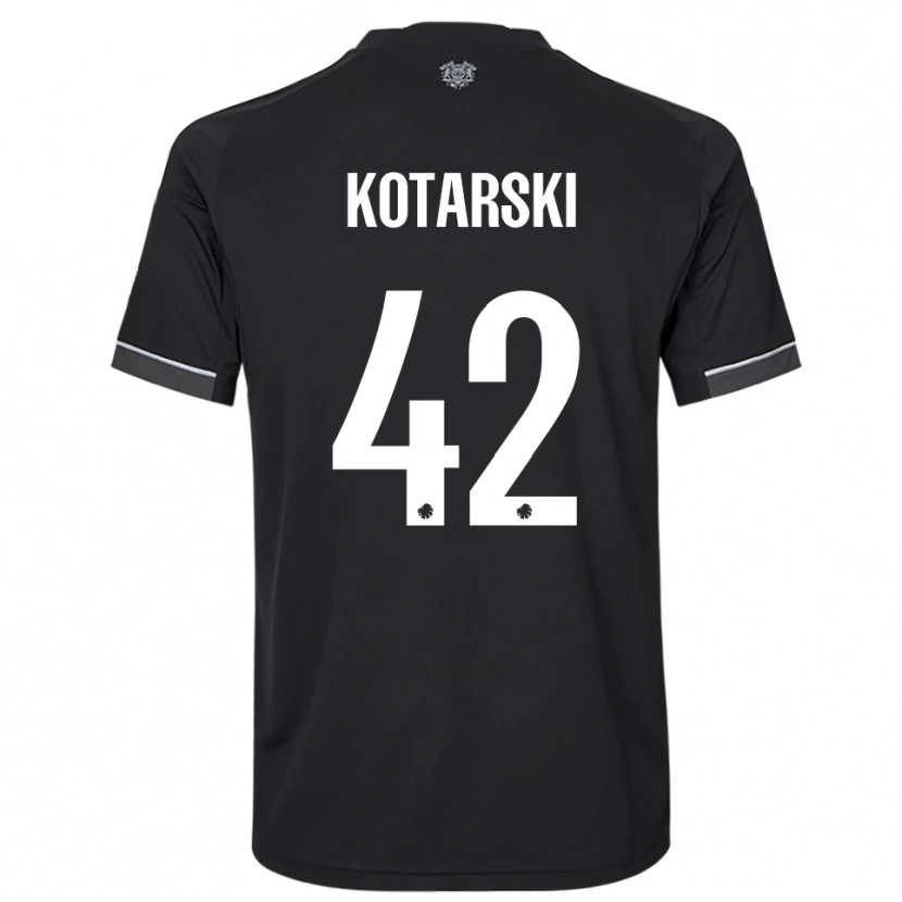 Danxen Bambino Maglia Dominik Kotarski #42 Nero Bianco Kit Gara Away 2025/26 Maglietta