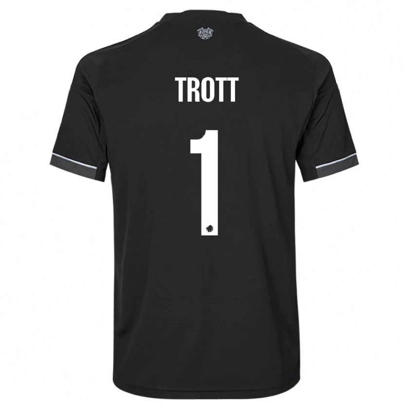 Danxen Bambino Maglia Nathan Trott #1 Nero Bianco Kit Gara Away 2025/26 Maglietta