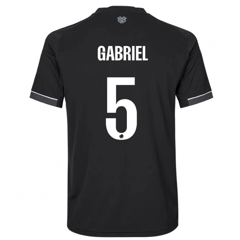 Danxen Bambino Maglia Gabriel Pereira #5 Nero Bianco Kit Gara Away 2025/26 Maglietta