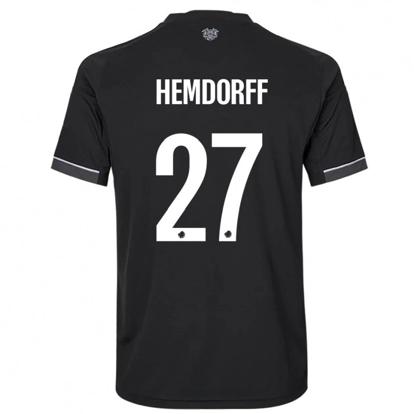 Danxen Bambino Maglia Mathilde Hemdorff #27 Nero Bianco Kit Gara Away 2025/26 Maglietta