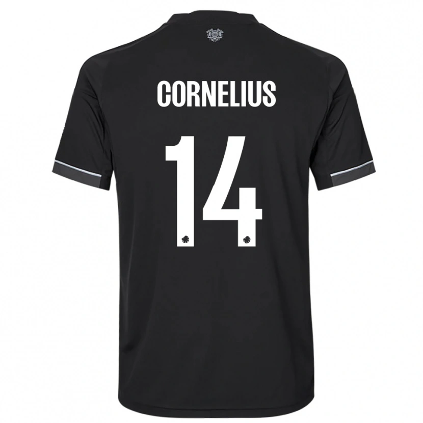 Danxen Bambino Maglia Andreas Cornelius #14 Nero Bianco Kit Gara Away 2025/26 Maglietta