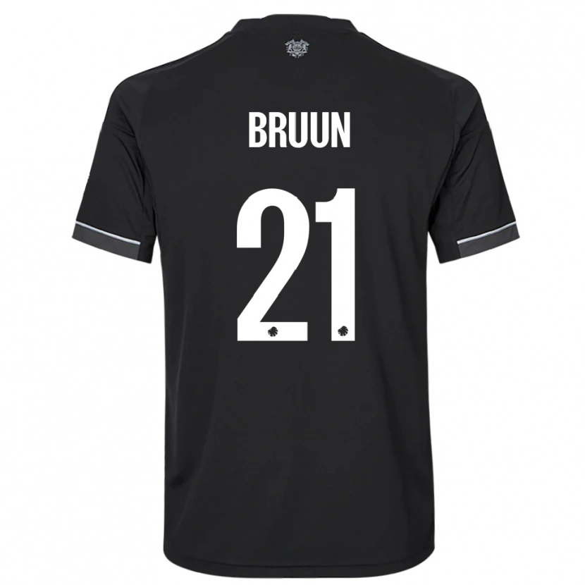 Danxen Bambino Maglia Alfred Bruun #21 Nero Bianco Kit Gara Away 2025/26 Maglietta