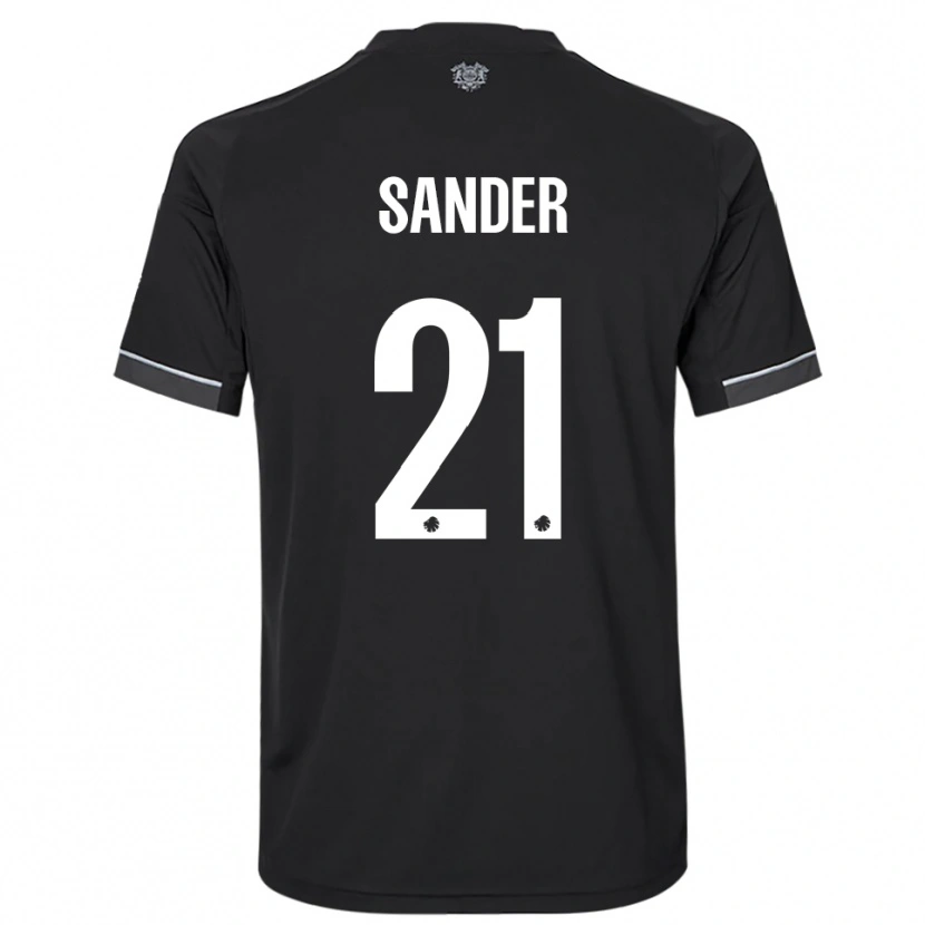 Danxen Bambino Maglia Theo Sander #21 Nero Bianco Kit Gara Away 2025/26 Maglietta
