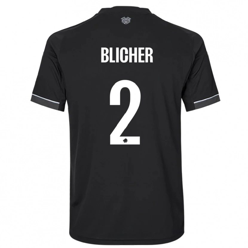 Danxen Bambino Maglia Nicolai Blicher #2 Nero Bianco Kit Gara Away 2025/26 Maglietta