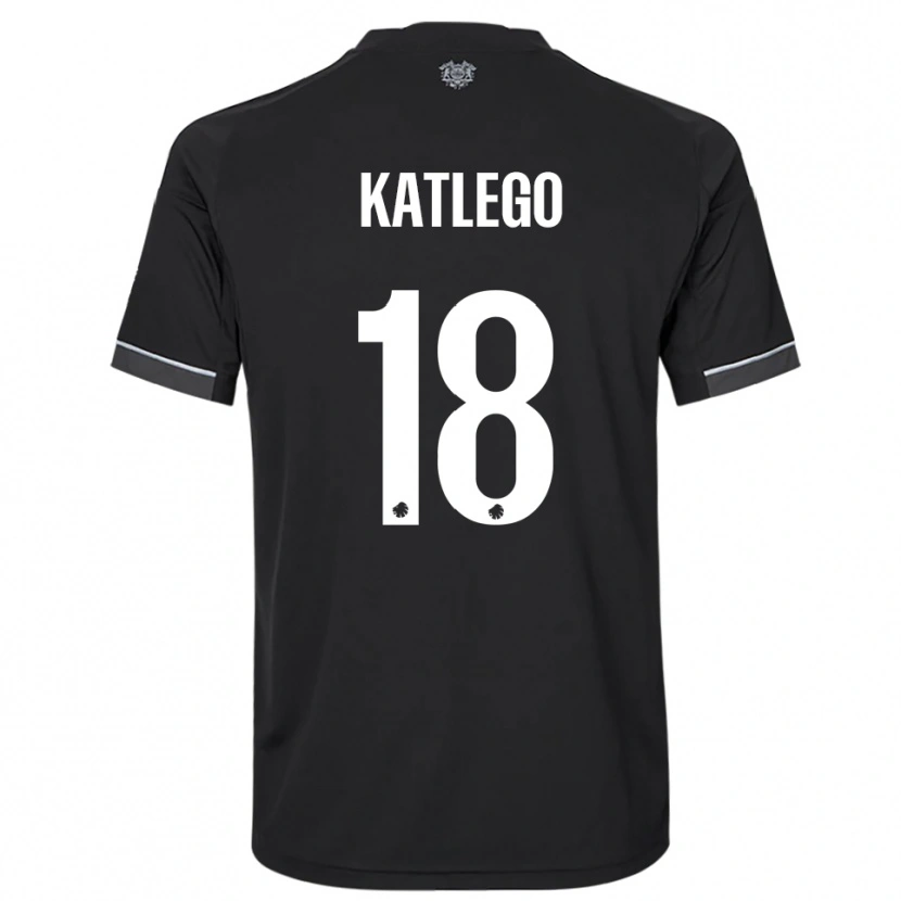 Danxen Bambino Maglia David Katlego #18 Nero Bianco Kit Gara Away 2025/26 Maglietta