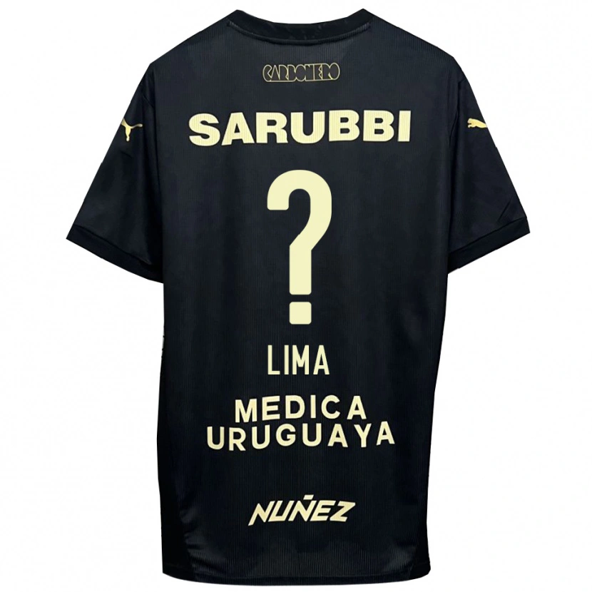 Danxen Bambino Maglia Jhonatan Lima #0 Nero Oro Kit Gara Away 2025/26 Maglietta