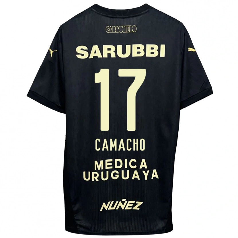 Danxen Bambino Maglia Sebastián Camacho #17 Nero Oro Kit Gara Away 2025/26 Maglietta