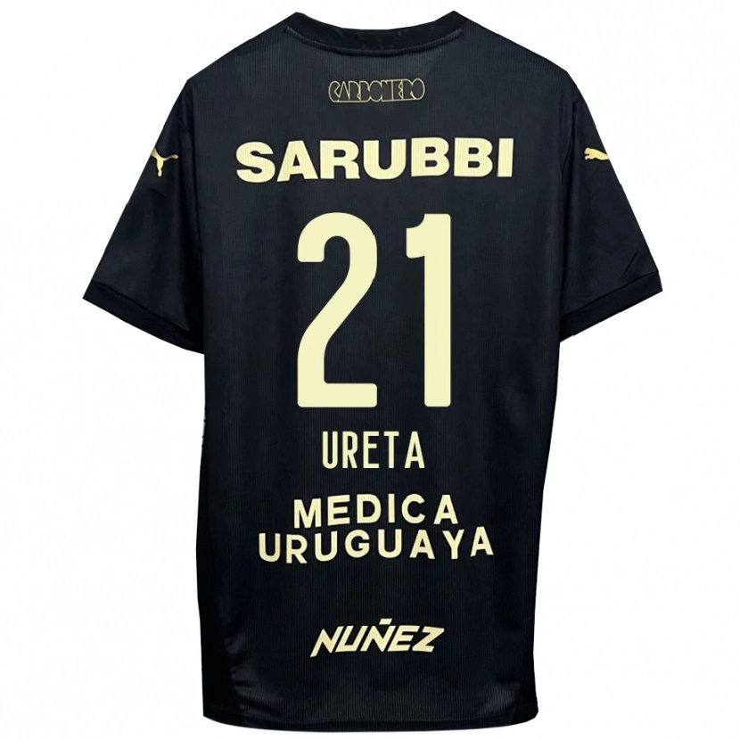 Danxen Bambino Maglia Mateo Ureta #21 Nero Oro Kit Gara Away 2025/26 Maglietta