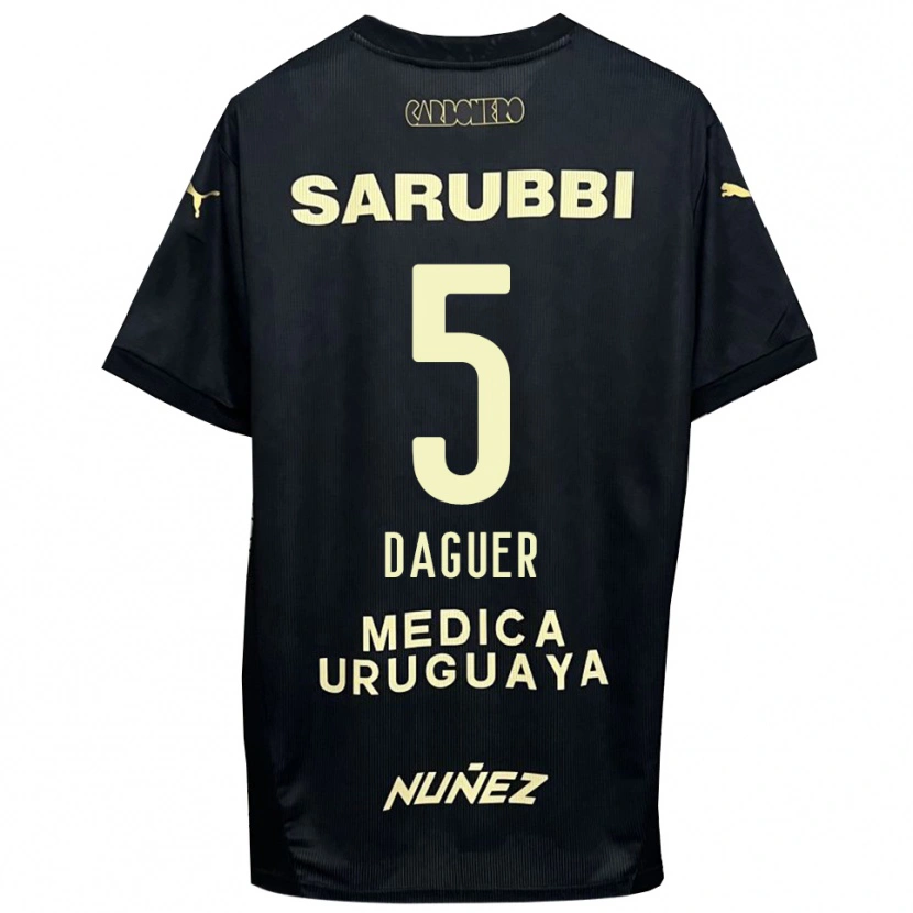 Danxen Bambino Maglia Julio Daguer #5 Nero Oro Kit Gara Away 2025/26 Maglietta