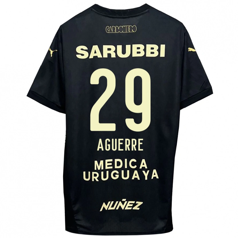 Danxen Bambino Maglia Washington Aguerre #29 Nero Oro Kit Gara Away 2025/26 Maglietta